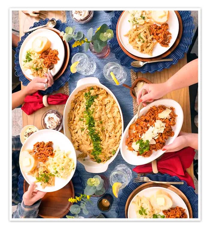 Survival Food Kits Prepared Dinner Table