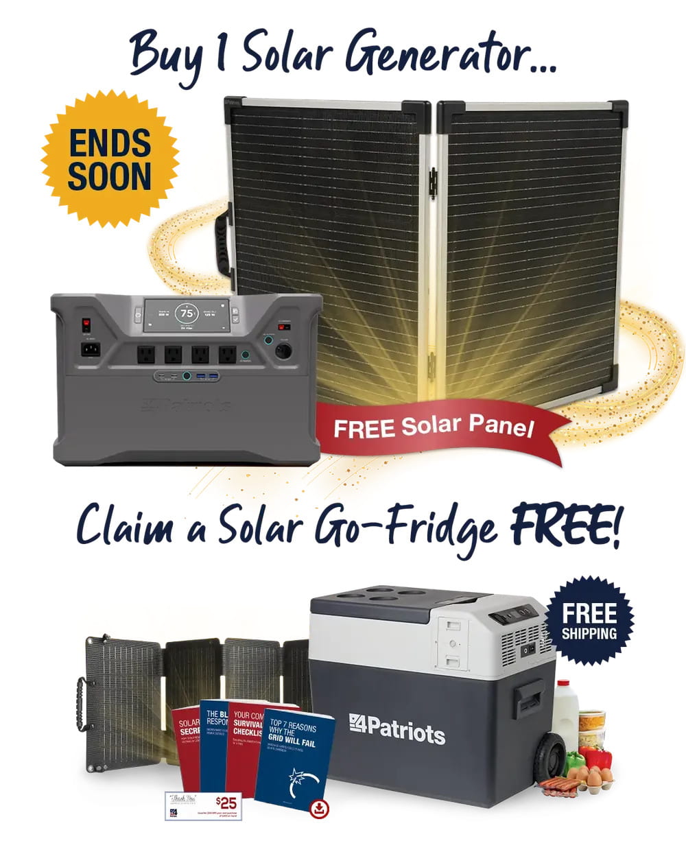 Patriot Power Generator 2500X with Solar Go Fridge